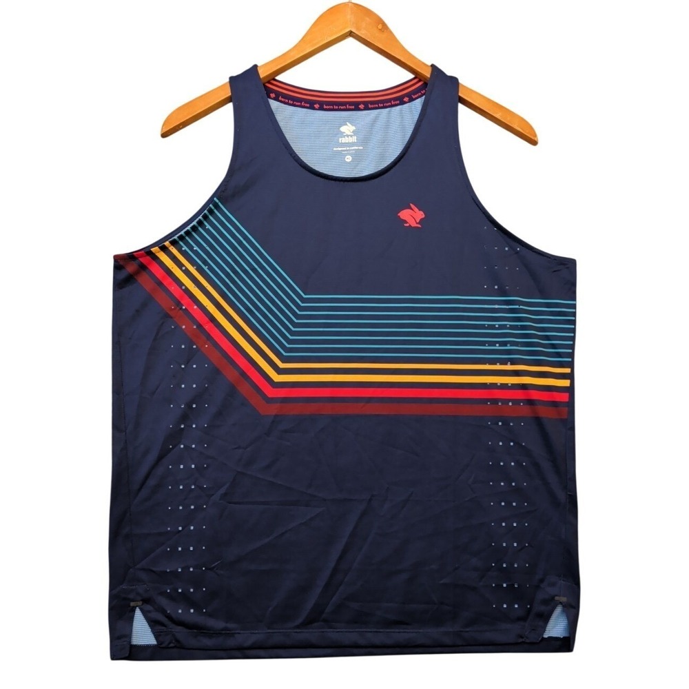 rabbit Race Pace Running Tank Men's Size Medium RM289 Singlet Blue EUC